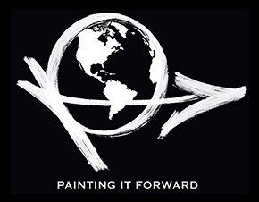 A black and white logo of painting it forward