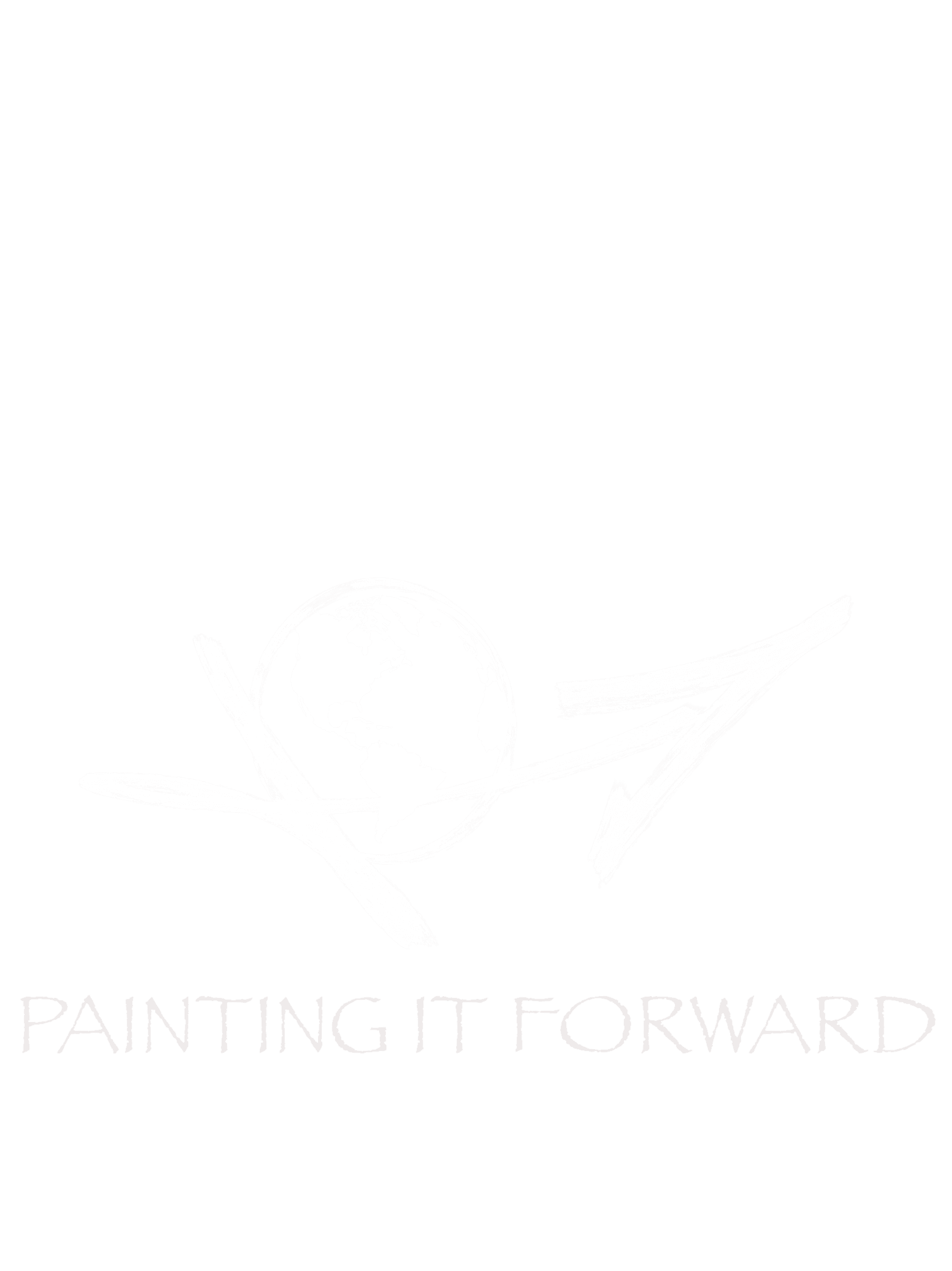 A green background with the words painting it forward written in white.